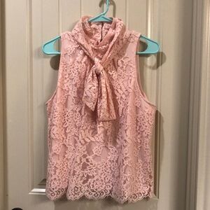 Pink sleeveless lace top